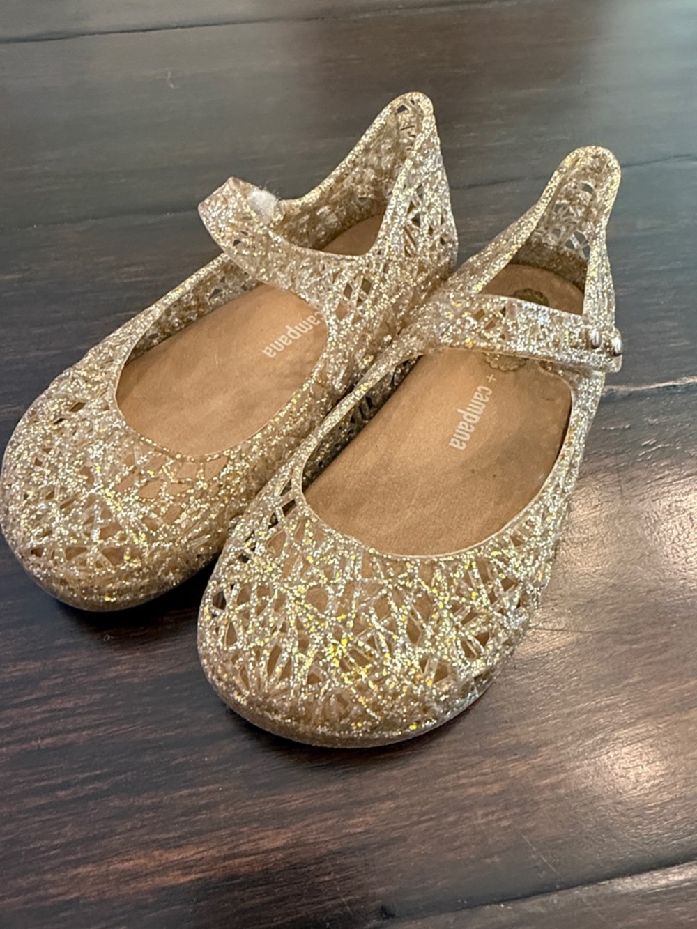 Mini Melissa Gold Glitter Kids Sandals